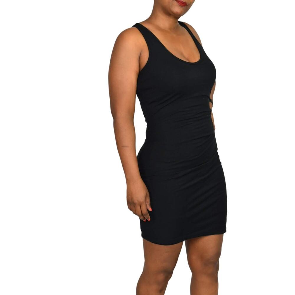 Athleta Della Ruched Tank Dress Black Tank Cotton Jersey Sleeveless Size XS